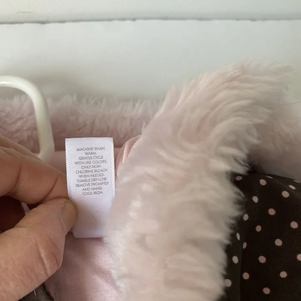 First Impressions‎ one piece polka dot snowsuit hooded fauxfur pink/brown 6-9m